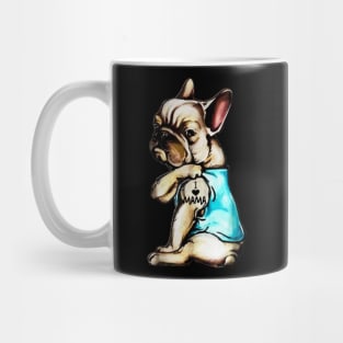 Funny French Bulldog Dog I Love Mama Tattoo French Bulldog Lover Gift Sticker Mug